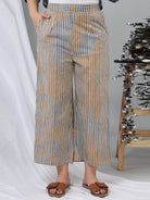 Indigo/Beige Hand Block Printed Cotton Lounge Wear (6697526886597)