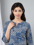 Indigo/Beige Hand Block Printed Cotton Lounge Wear (6697526886597)