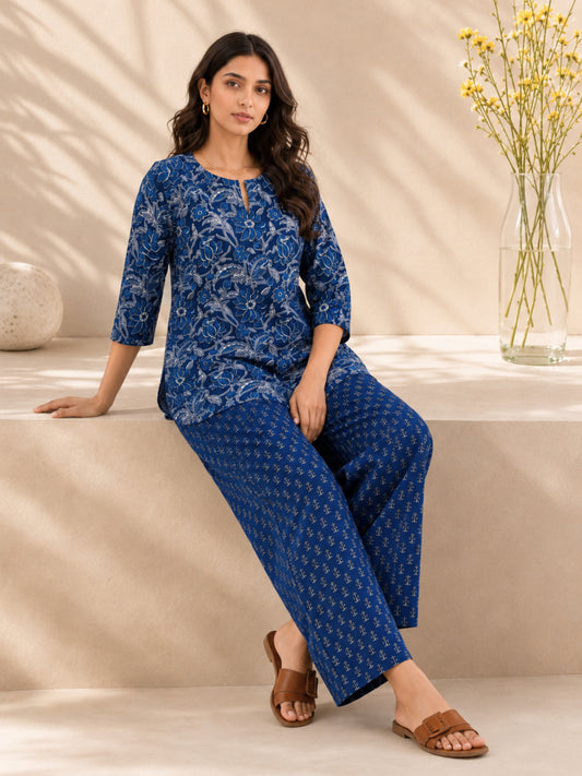 Space Blue Cotton Loungewear