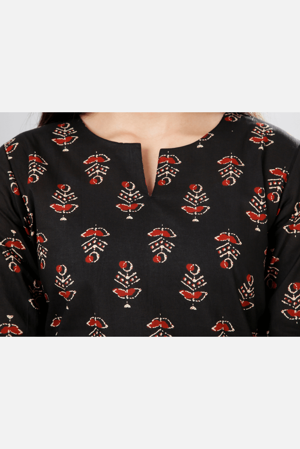 Black Hand Block Printed Cotton Lounge Wear (6731812241605)