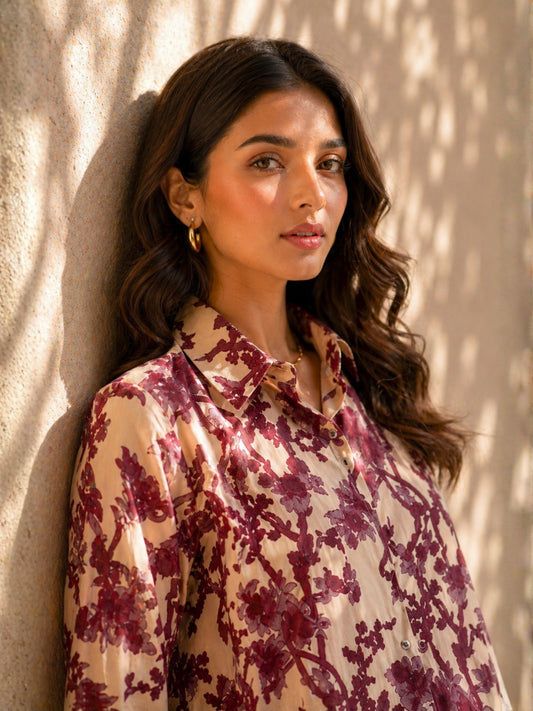 Tropical Purple Haze Collared Shirt Co-Ord Set
