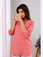 Coral Blush Block Printed Lounge Wear (6890383278277)