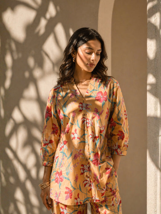 Tropical Sunset Pleated Back Co-Ord Set