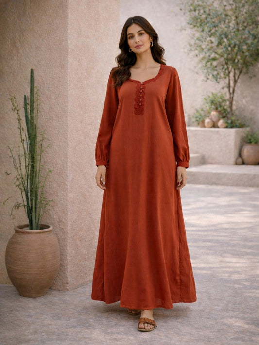 Rust Soft Crepe Night Maxi