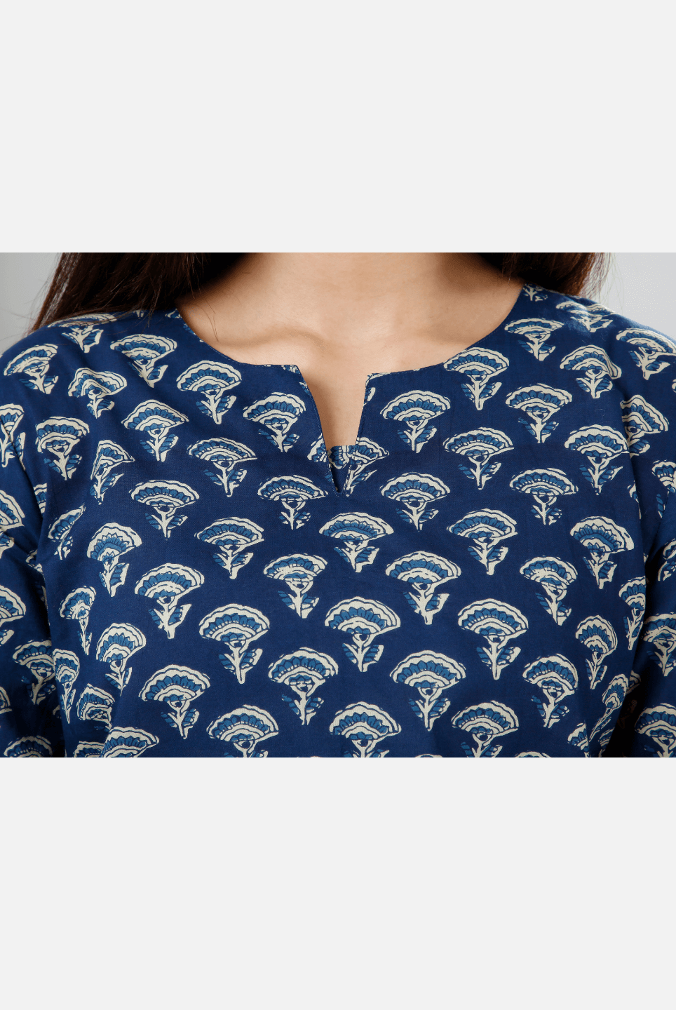 Blue Hand Block Printed Cotton Lounge Wear (6731812339909)