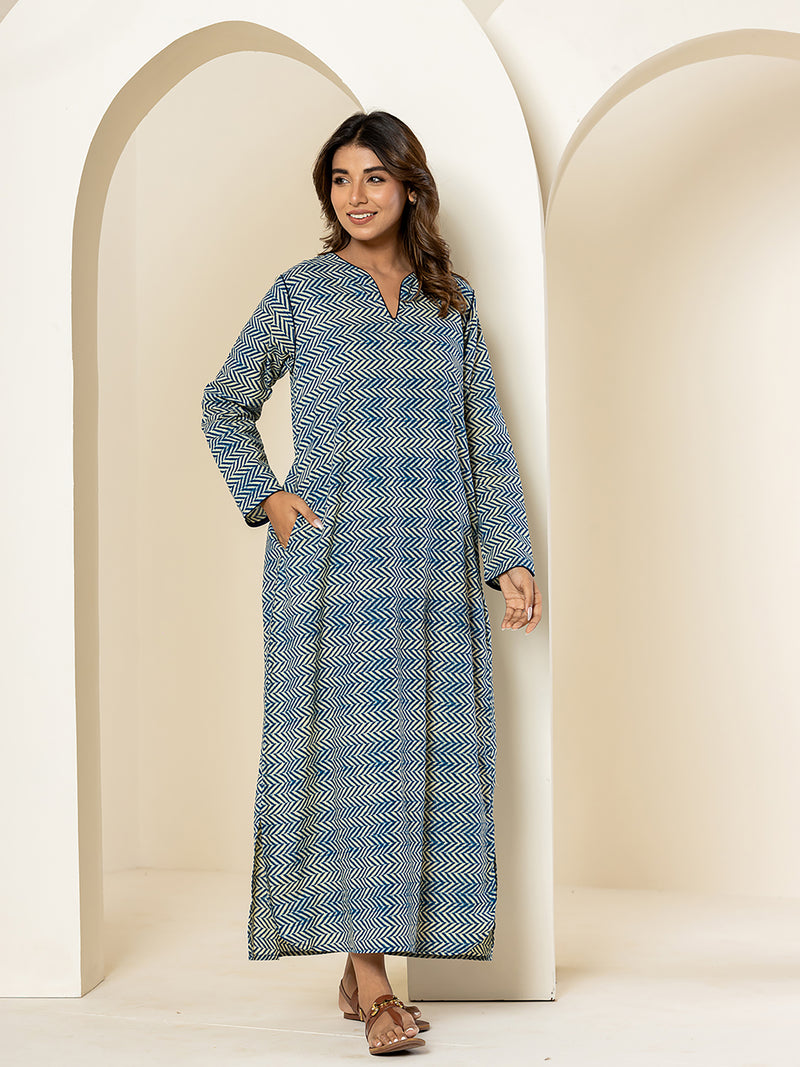 Blue lagoon boogie solid piping long Tunic