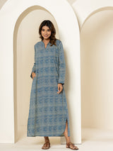Blue lagoon boogie solid piping long Tunic