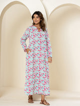 Pink and sky solid piping long Tunic