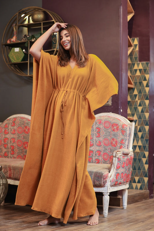 Super Soft Mustard Woollen Kaftan