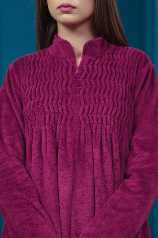 Super Soft Wine pleated Woollen Maxi