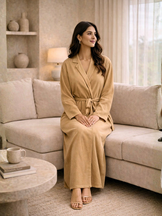 Beige Soft Crepe Robe for Women