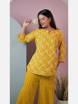 Yellow Ikat Pure Cotton Loungewear