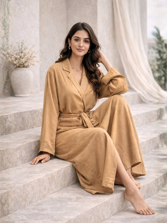 Beige Soft Crepe Robe for Women