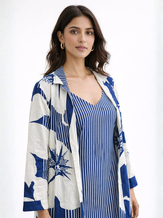 Blue Haven Pure Cotton Women's Strap Maxi with Robe