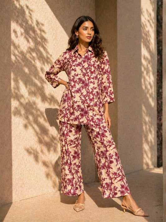 Tropical Purple Haze Collared Shirt Co-Ord Set