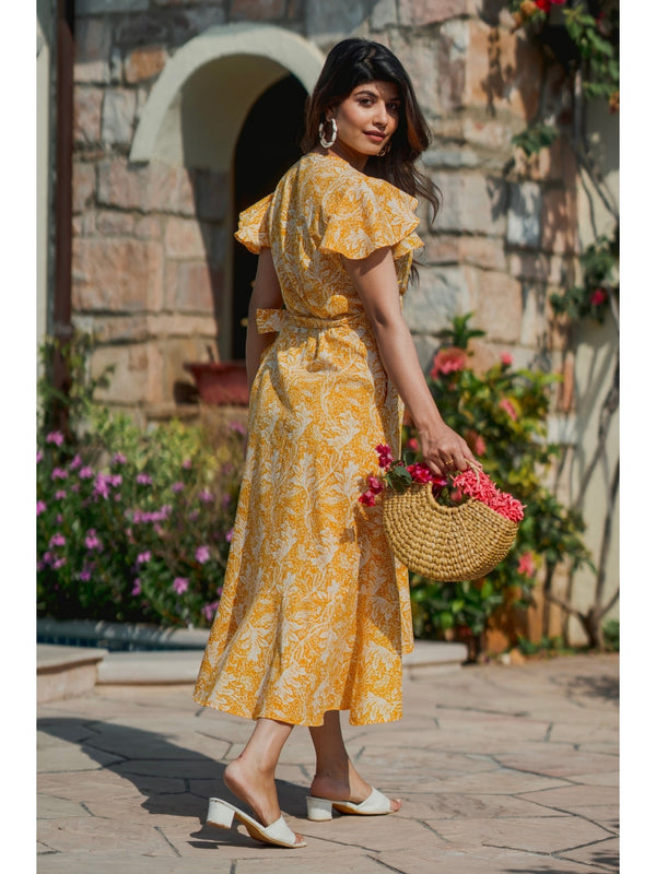 Yellow Bale Pure cotton Wrap Dress