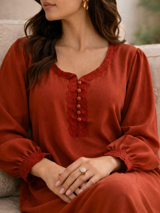 Rust Soft Crepe Night Maxi