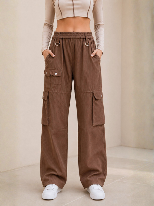 Corduroy Mocha Brown Cargo Pants
