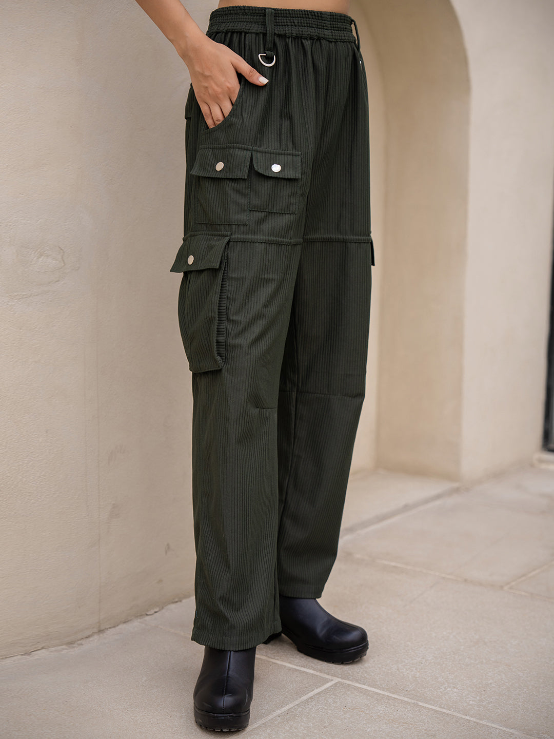 Corduroy Dark Green Cargo Pants – FEATHERS CLOSET