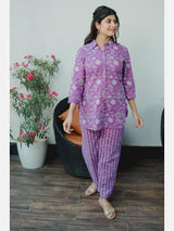 Orchid Collared Pure Cotton Loungewear