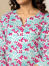Hot Pink Pure Cotton Hand Printed Loungewear