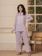 Front Pleated Light Pink Pure Cotton Loungewear