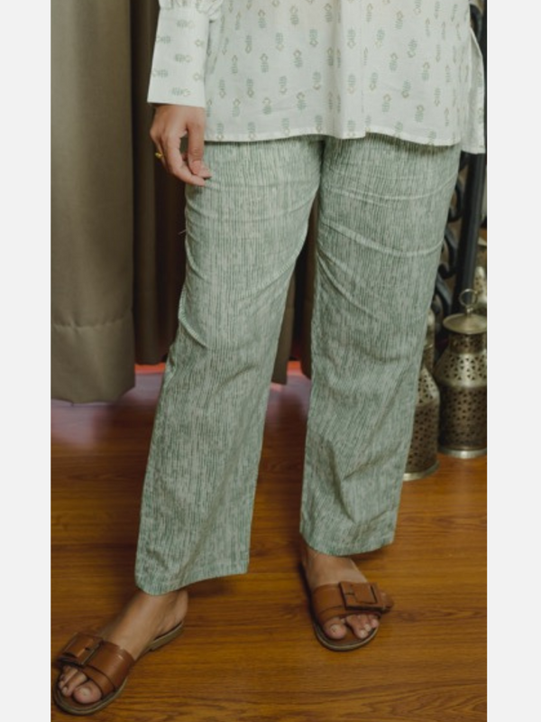 Green Stripe Pure Cotton Loungewear Pants