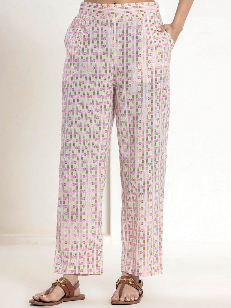 High Low Rosy Gold Pure cotton Hand Printed Loungewear