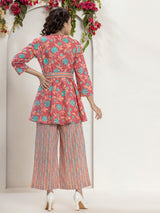 Belt style Coral Mesh Pure Cotton Hand Printed Loungewear