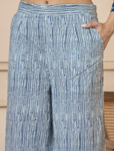 Belt style Blue Patti Pure Cotton Hand Printed Loungewear