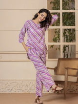 Purple Leheriya Cotton Loungewear