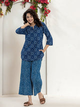 Blue Bandhani Leheriya Pure Cotton Loungewear