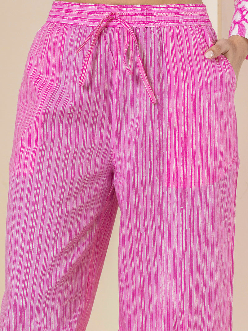 V Neck Taffy Pink Pure Cotton Loungewear