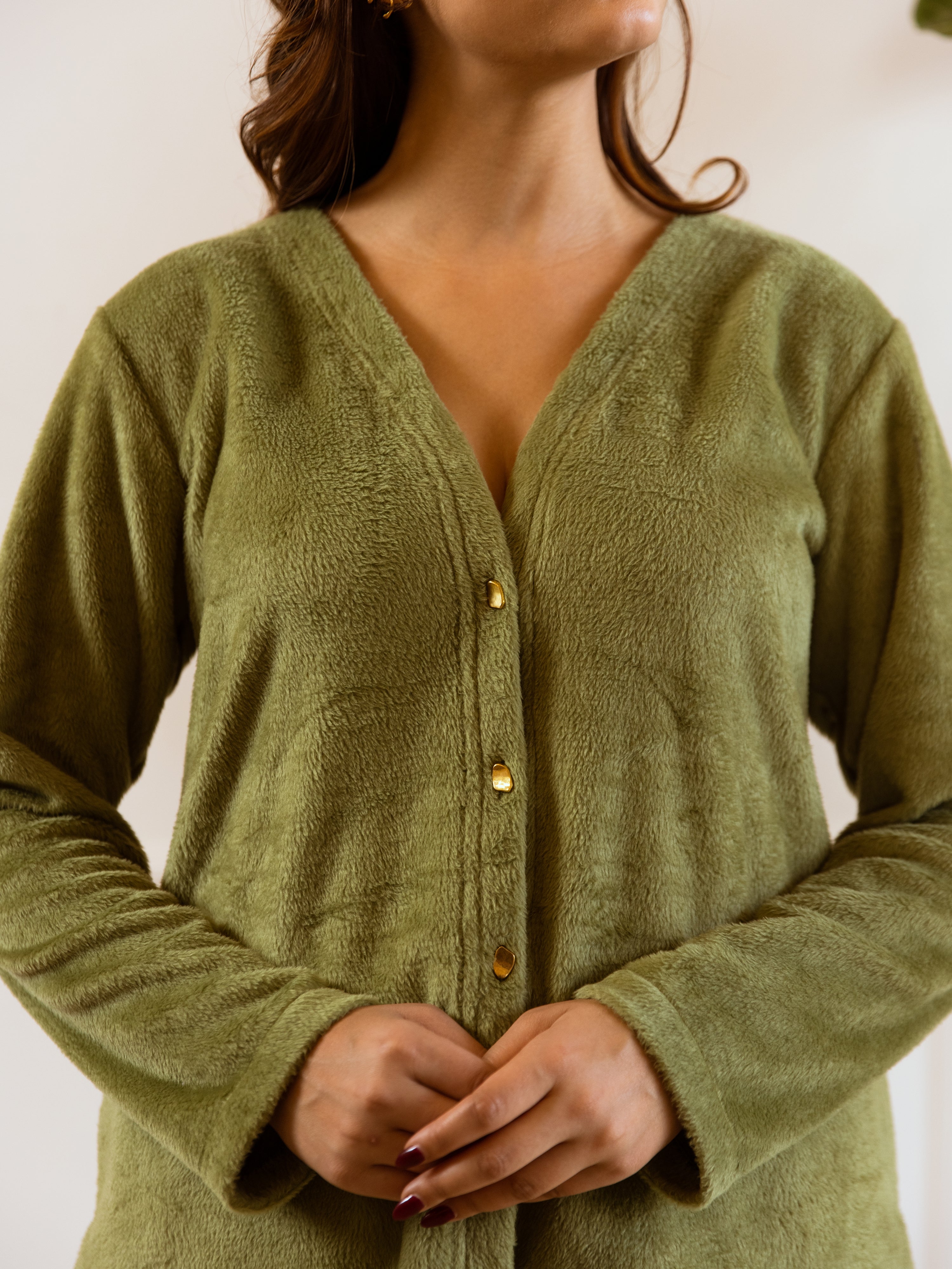 Soft Knit Cardigan Set in Green selling