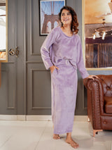 Lavender Super Soft Woollen Top & Skirt Set
