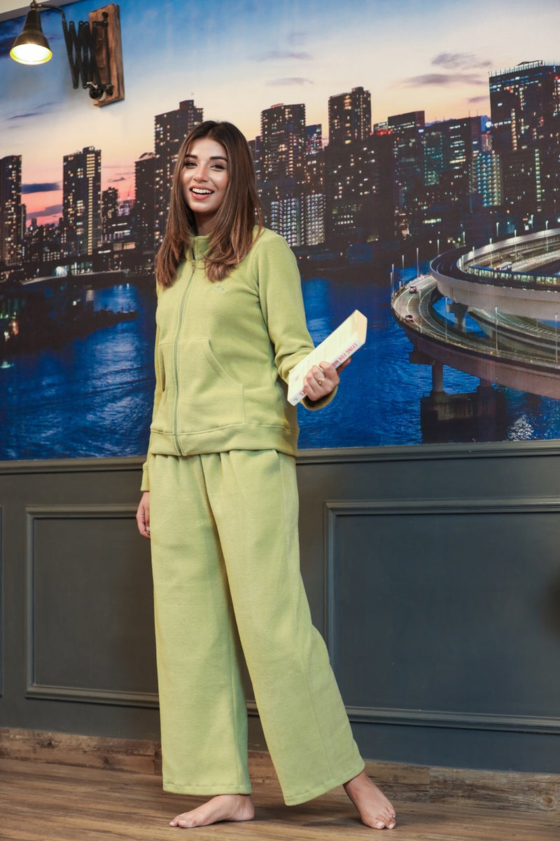 Lime Green Super Soft Woollen Track Suit Set