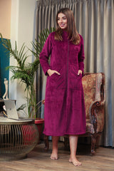 Mini Zip-Front Wine Super Soft Woollen Dress