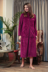 Mini Zip-Front Wine Super Soft Woollen Dress