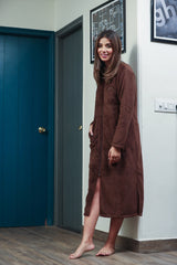 Mini Zip-Front Brown Super Soft Woollen Dress