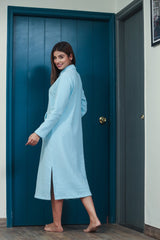 Mini Zip-Front Ice Blue Super Soft Woollen Dress