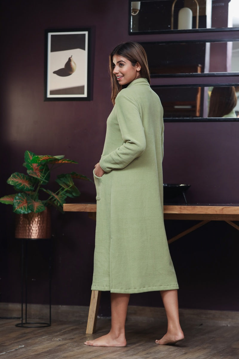 Mini Zip-Front Lime Green Super Soft Woollen Dress