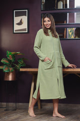 Mini Zip-Front Lime Green Super Soft Woollen Dress