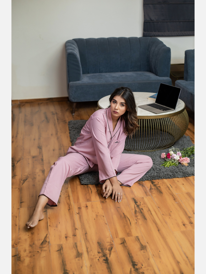 Candy Pink Soft Crepe Lounge Wear