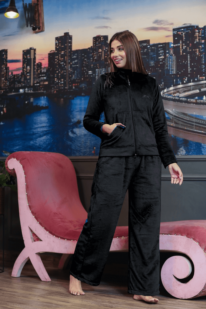 Black Super Soft Woollen Track Suit Set