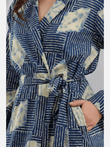 beryl blue pure cotton lounge wear robe