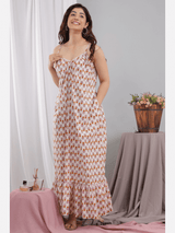 rosy floral pure cotton lounge wear Maxi