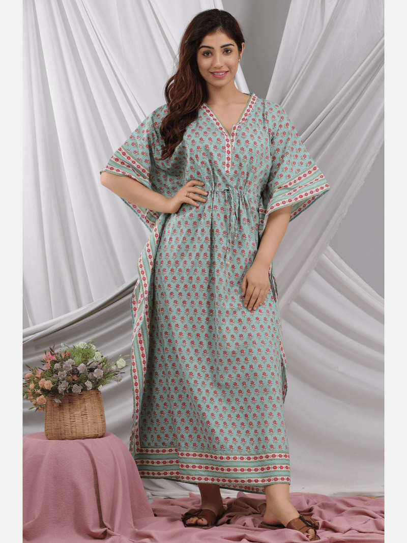 Baby Blue pure cotton rozana lounge wear kaftan